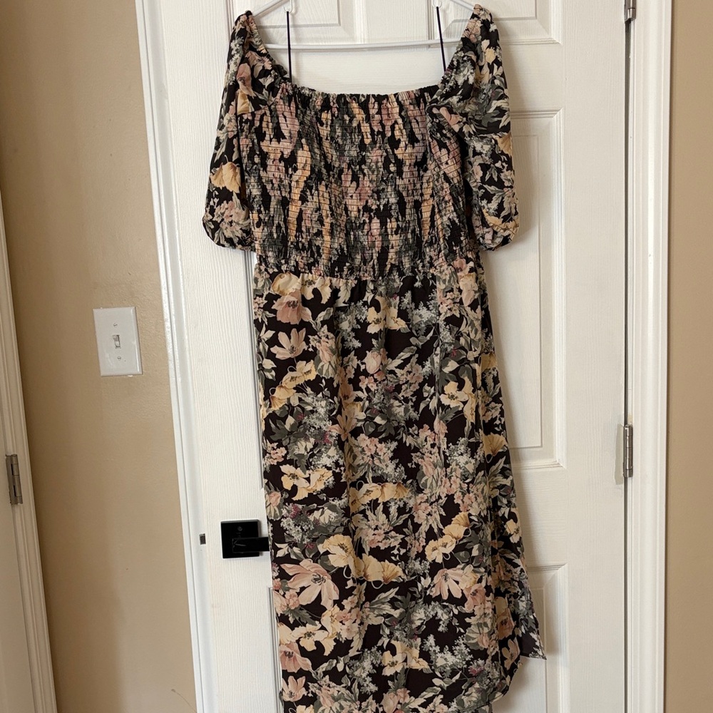 Maurices Asymmetrical Floral Dress - Black and Pink